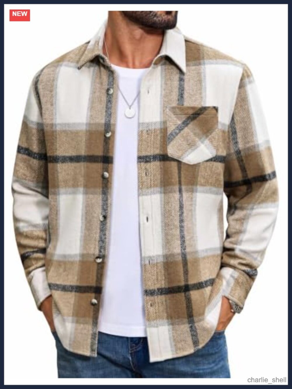 Mens 12OZ Cotton Blend Flannel Shirt Jacket Plaid Button Down Long Sleeve